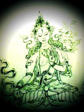 white-tara-student-tibetan-thangka-drawing