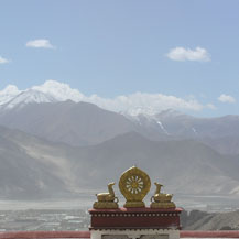 wheel-and-deer-tibet-monastery