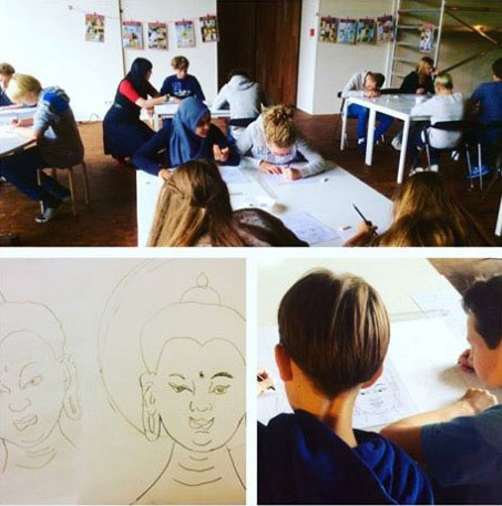 teen-groups-learn-to-paint-a-buddha