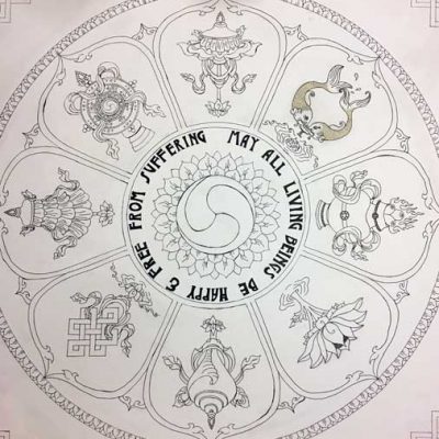 Lucky symbols tibetan mandala
