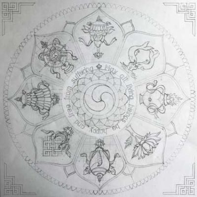 Mandala 8 Auspicious Symbols Tibetan Buddhism Thangka Course Carmen Mensink