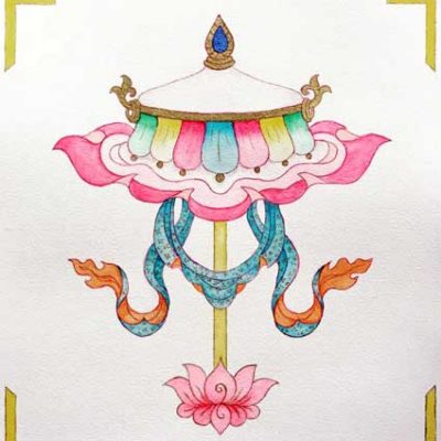 The Parasol 8 Auspicious Symbols Tibetan Buddhism Thangka Course